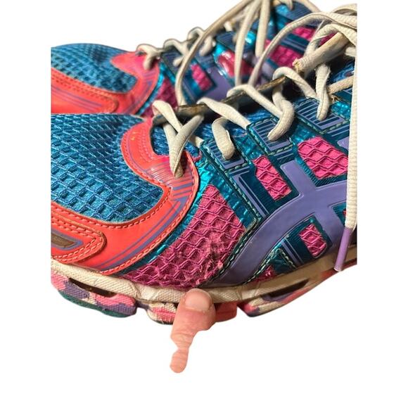ASICS Gel Kayano 19 Women’s Size 13 Running Sneakers Multicolor DuoMax Pink Teal - Picture 8 of 13